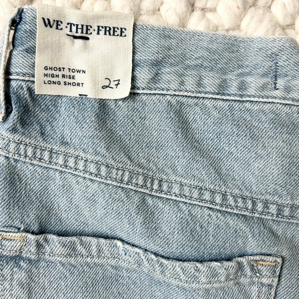 NEW Free People We The Free Ghost Town High Rise Long Shorts Light Wash Size 27